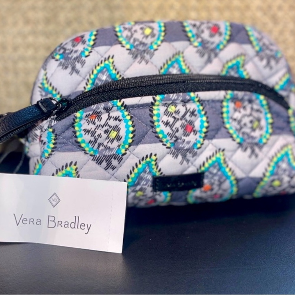 Vera Bradley Quilted Cosmetic Bag - Gray and Blue